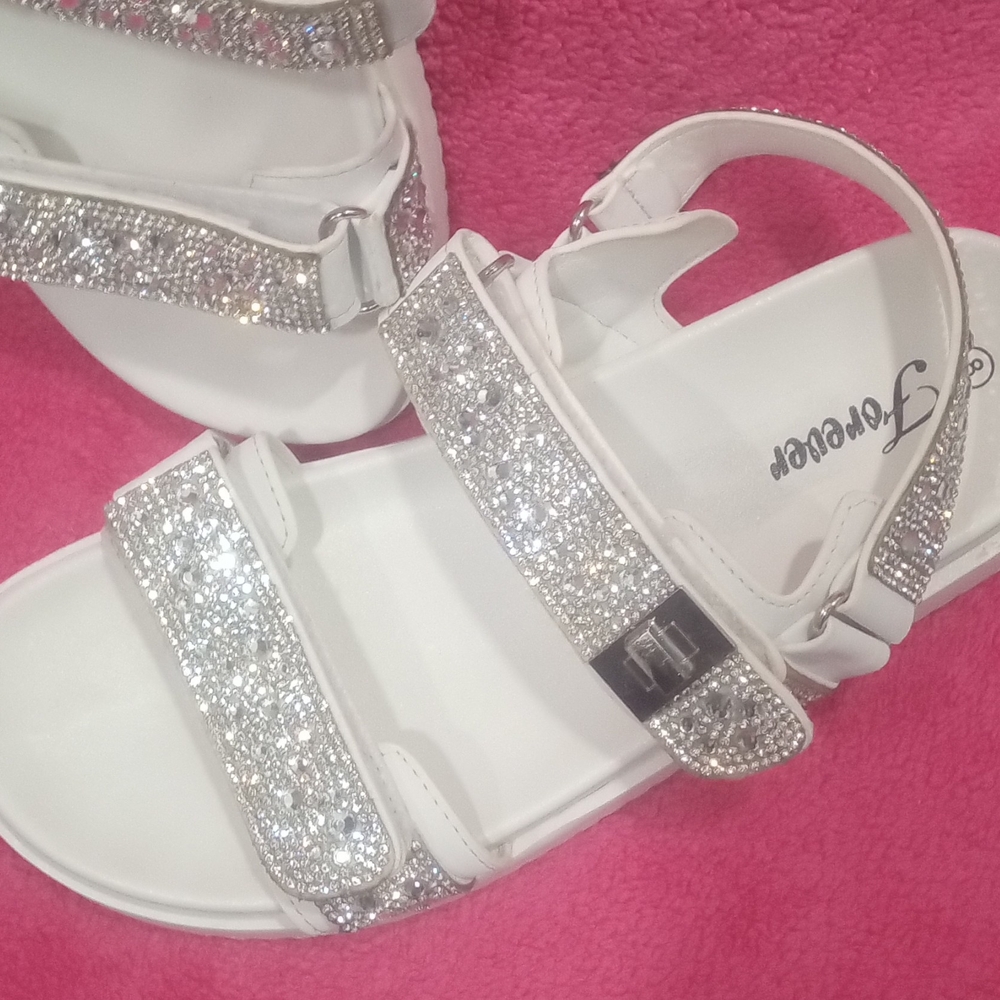 Forever 21 White and Silver Sandals
